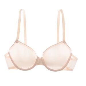 NEW CUUP The Demi Spacer Bra Blush Sheer Lightweight Breathable Padded Underwire